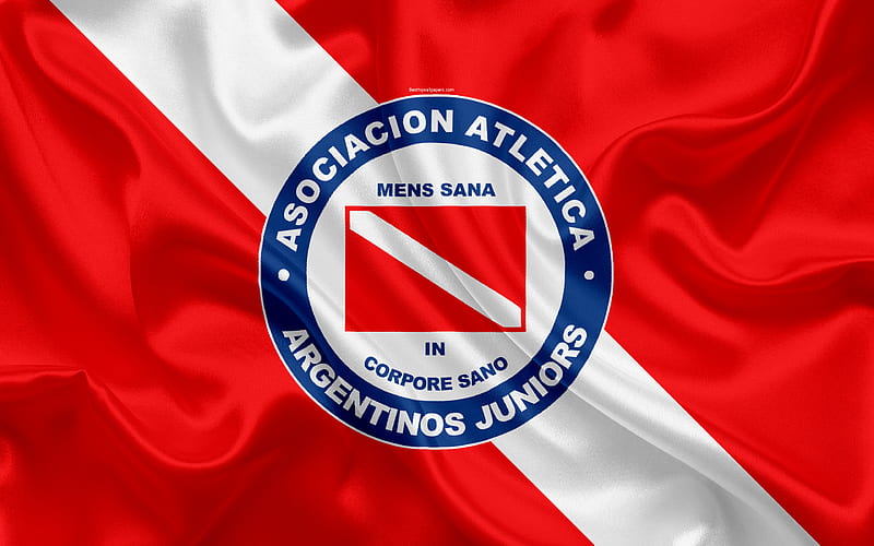 Argentinos Juniors Argentinian football club, emblem, logo, Superliga, Argentina Football Championships, football, Buenos Aires, Argentina, silk texture, HD wallpaper