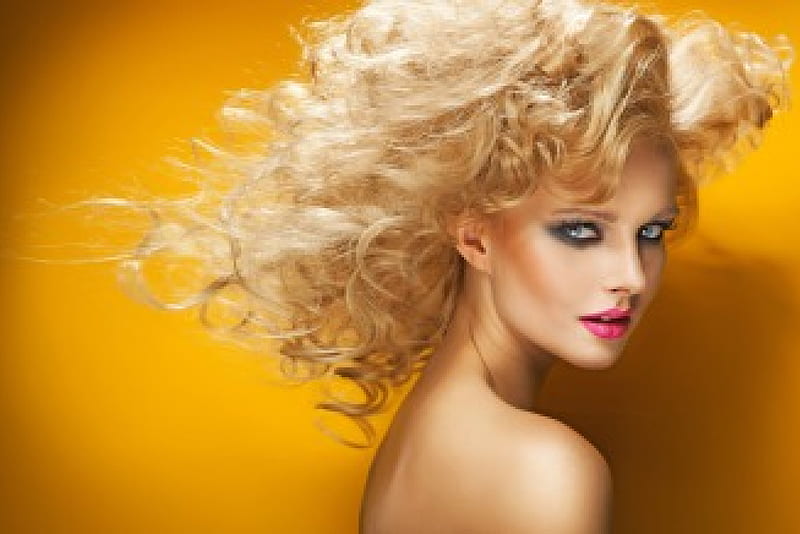 Women-Make-up, blonde, make-up, women, lock, HD wallpaper