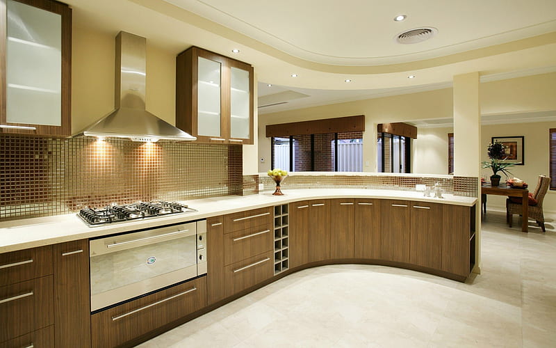 Modern Kitchen Interior Design, architecture, rooms, interior, homes, kitchens, HD wallpaper