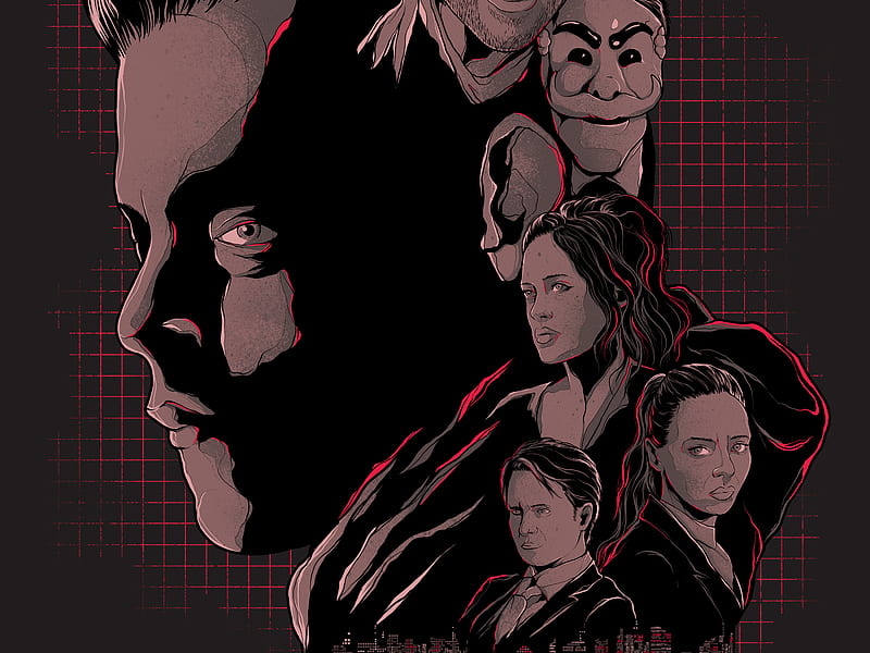 Wallpaper Rami Malek, Mr Robot, Art, Face, Head, Background