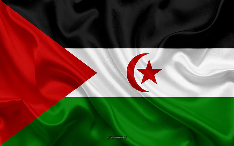 Flag of Western Sahara silk texture, Western Sahara flag, national symbol, silk flag, Western Sahara, HD wallpaper