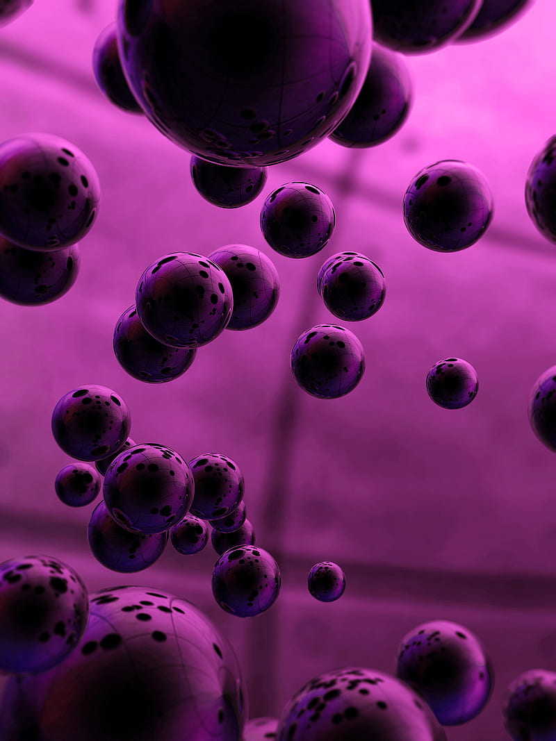 balls, spheres, 3d, purple, round, HD phone wallpaper