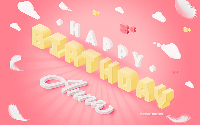 Happy Birtay Anna 3d Art, Birtay 3d Background, Anna, Pink Background, Happy Anna birtay, 3d Letters, Anna Birtay, Creative Birtay Background, HD wallpaper