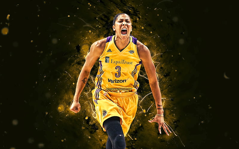 Candace Parker yellow neon lights, Chicago Sky, WNBA, basketball, Candace Nicole Parker, creative, Candace Parker Chicago Sky, Candace Parker, HD wallpaper