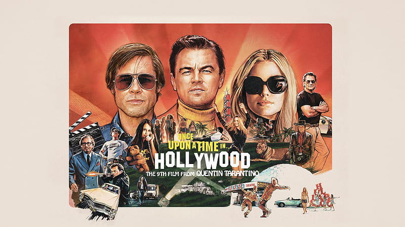 Movie, Once Upon A Time In Hollywood, Brad Pitt, Leonardo Dicaprio, Margot Robbie, HD wallpaper