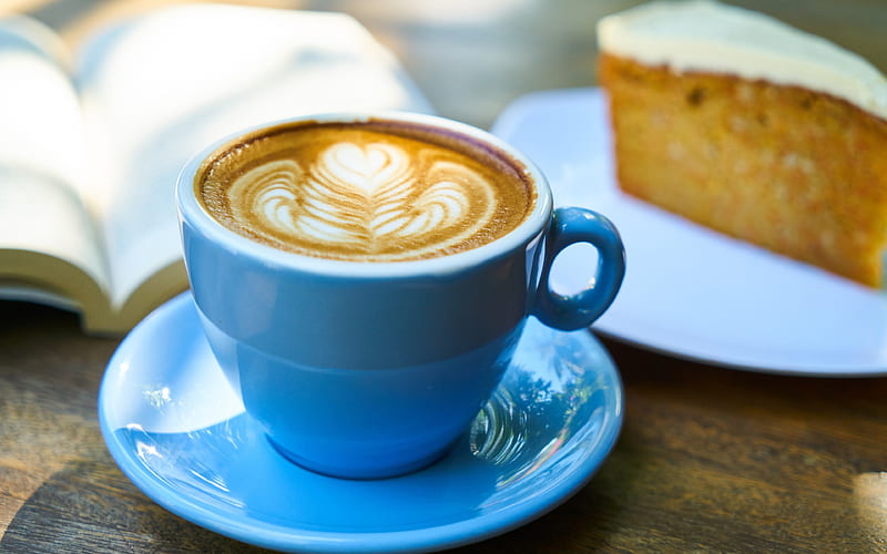 Afternoon time blue cappuccino coffee, HD wallpaper