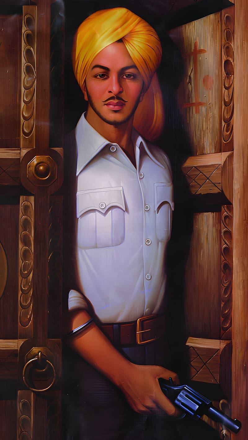 Bhagat Singh, Painting Art, art work, dom fighter, HD phone wallpaper