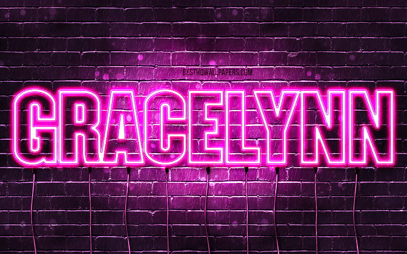 HD   Gracelynn With Names Female Names Gracelynn Name Purple Neon Lights Horizontal Text With Gracelynn Name 