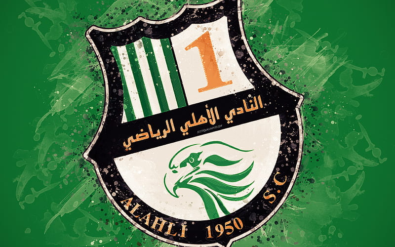 Al Ahli SC Qatari football team, Qatar Stars League, Q-League, emblem, green background, grunge style, Doha, Qatar, football, HD wallpaper
