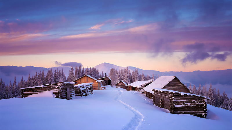 Huts Covered In Snow , hut, snow, nature, graphy, HD wallpaper