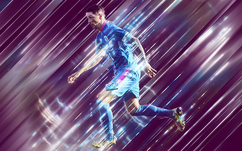 Fernando Torres, creative art, blades style, spanish footballer, Sagan Tosu FC, J1 League, japan, pink creative background, football, Torres, HD wallpaper