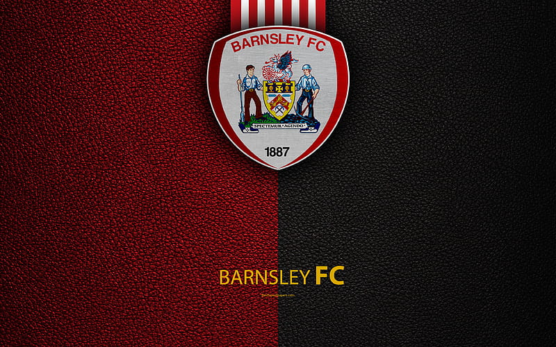 Barnsley FC English Football Club, logo, Football League Championship, leather texture, Barnsley, UK, EFL, football, Second English Division, HD wallpaper