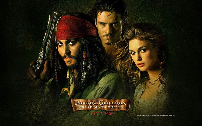 Pirates Of The Caribbean, Johnny Depp, Orlando Bloom, Movie, Elizabeth Swann, Jack Sparrow, Keira Knightley, Pirates Of The Caribbean: Dead Man's Chest, HD wallpaper