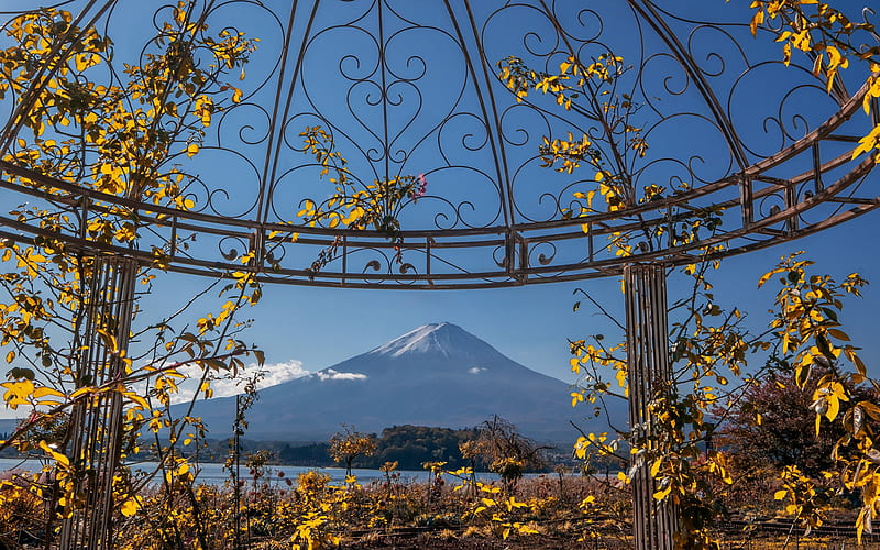 Mount Fuji, Fujisan, volcano, Fuji, Honshu, mountain, autumn, evening, sunset, japan, HD wallpaper