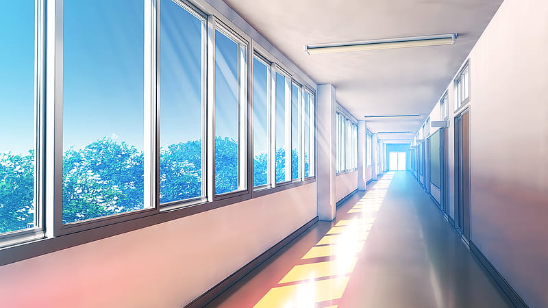 Danil Prokoshev, Anime School Hallway HD wallpaper | Pxfuel