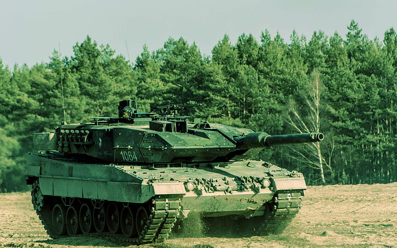 Leopard 2A7, battle tank, modern German armored vehicles, green camouflage, Bundeswehr, Germany, HD wallpaper