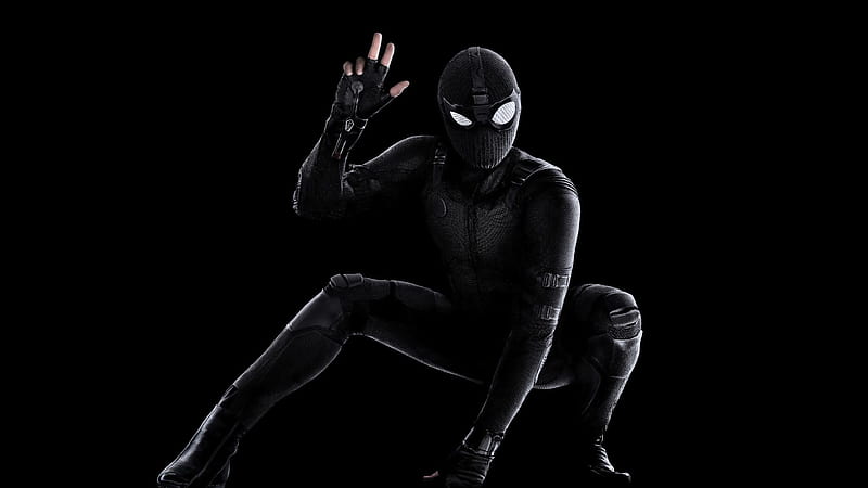 spider-man: far from home, black suit, Movies, HD wallpaper