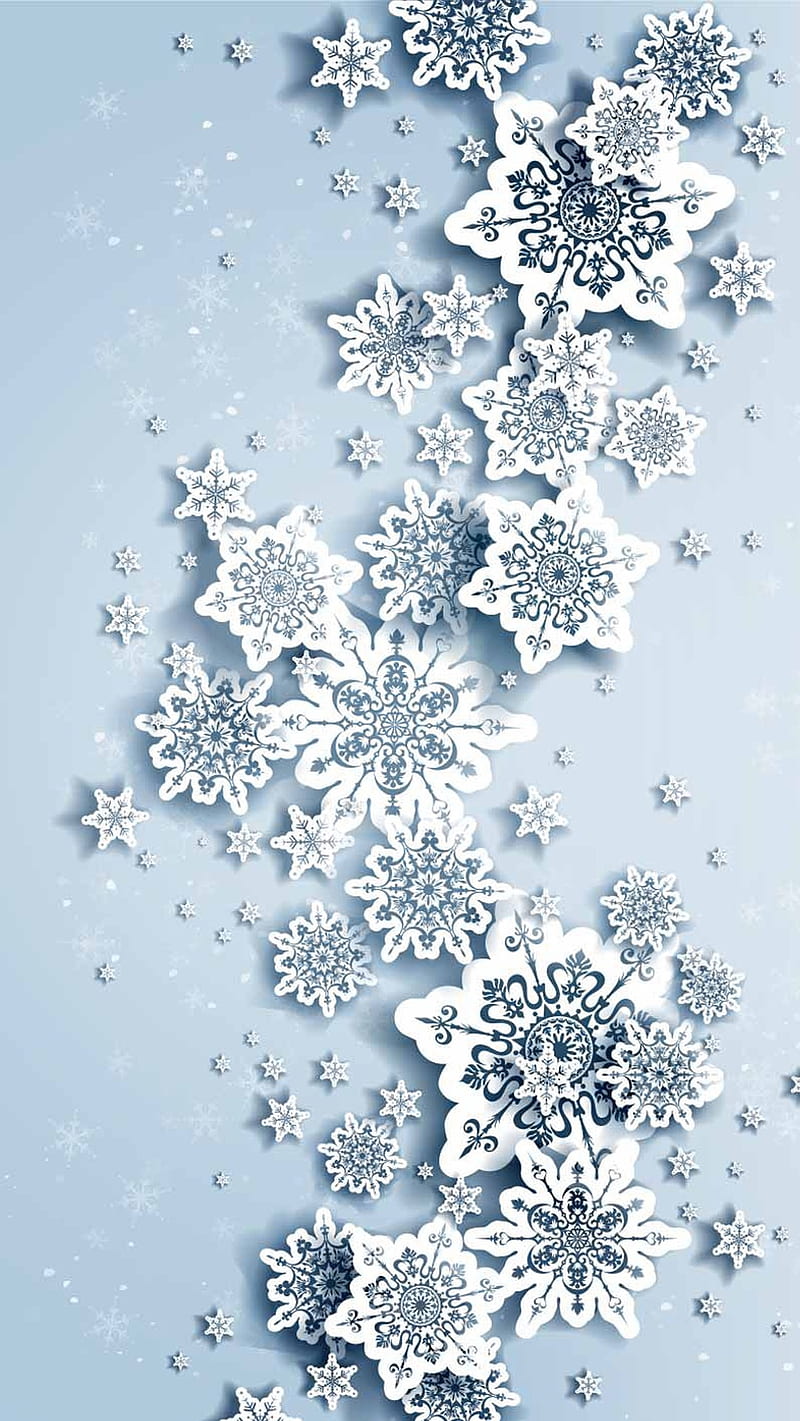 3D Snowflakes, HD phone wallpaper