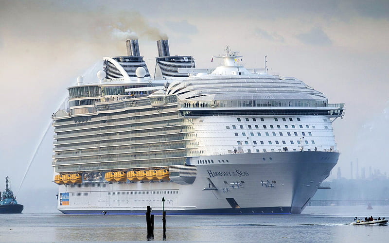Harmony of the Seas, cruise liner, luxury ship, seaport, passenger liner, Caribbean Sea, HD wallpaper