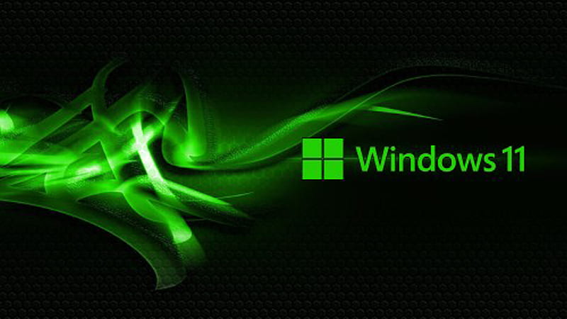 Dark Green Windows 11 Logo In Black Background WIndows 11, HD wallpaper