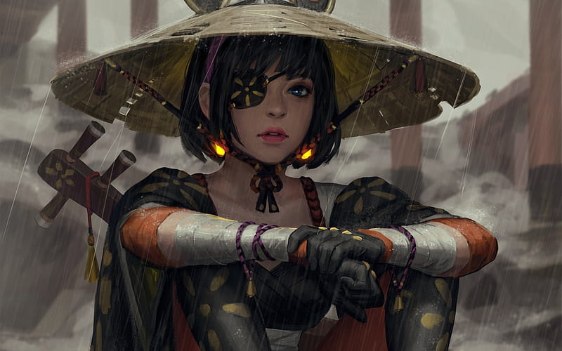 Art Fantasy Luminos Girl Guweiz Rain Hat Hd Wallpaper Peakpx