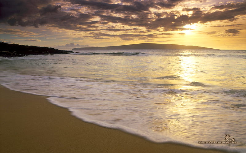 A Beautiful Day Begins!, beach, sunrise, morning, golden, HD wallpaper