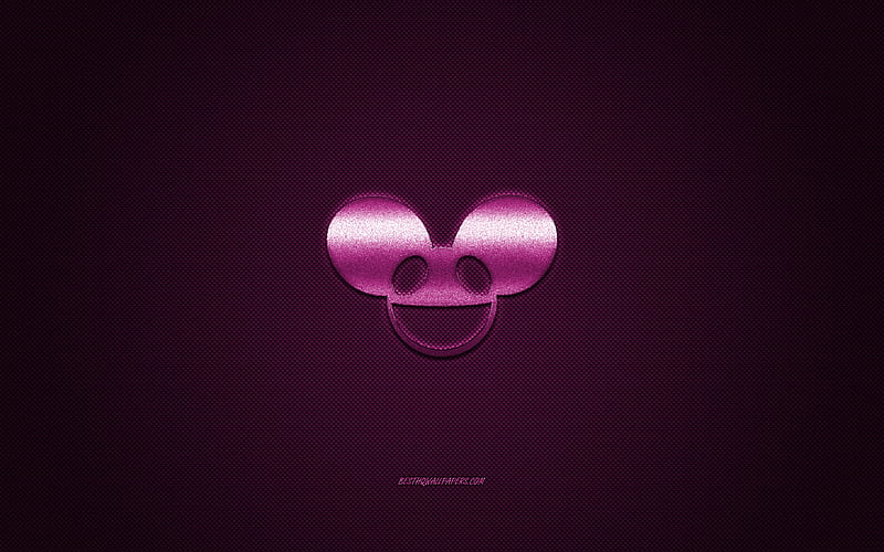 Deadmau5 logo, purple shiny logo, Deadmau5 metal emblem, Canadian DJ, Joel Thomas Zimmerman, purple carbon fiber texture, Deadmau5, brands, creative art, HD wallpaper