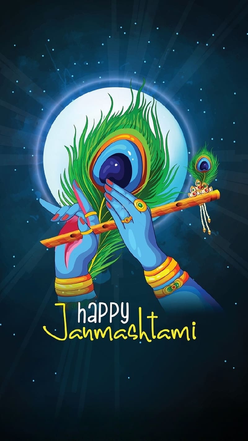 Happy Janmashtami festival logo concept design. Janmashtami indian holiday.  Celebrating birth of Krishna. Vector illustration Stock Vector | Adobe Stock