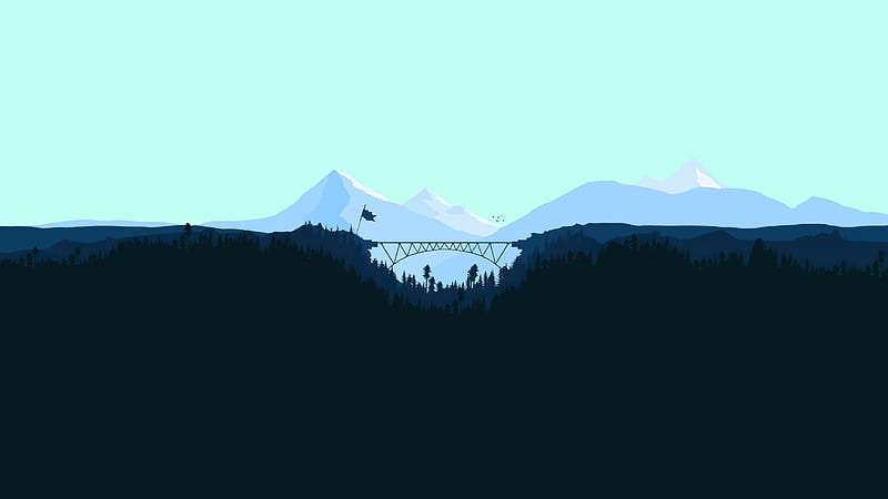 Snowy Peak Flat Mountains Minimal , minimalism, minimalist, mountains, artist, artwork, digital-art, HD wallpaper