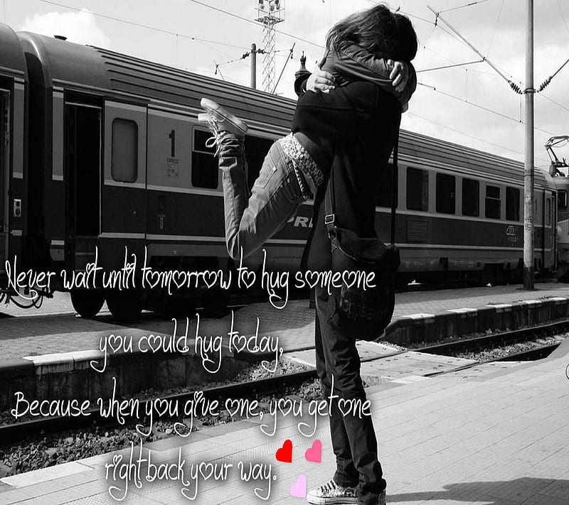 Cute hug, couple, happy hug day, love, love you, together forever, HD wallpaper