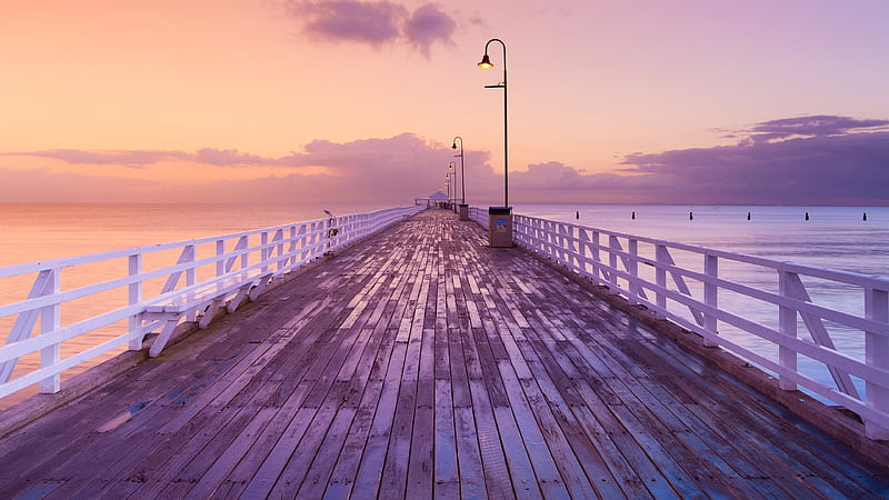 Queensland Brisbane Pier Sunrise Landscape Shoot, HD wallpaper