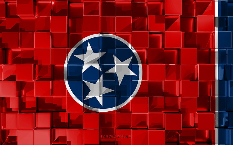 Flag of Tennessee, 3d flag, US state, 3d cubes texture, Flags of American states, 3d art, Tennessee, USA, 3d texture, Tennessee flag, HD wallpaper