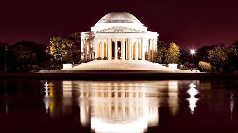Thomas Jefferson Memorial at Night F1, architecture, graphy, National Moument, wide screen, bonito, scenery, HD wallpaper