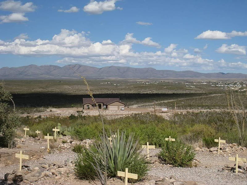 The Arizona Desert as Seen From Boot Hill Cemetary, tombstone, desert, arizona, clouds, sky, cactus, HD wallpaper