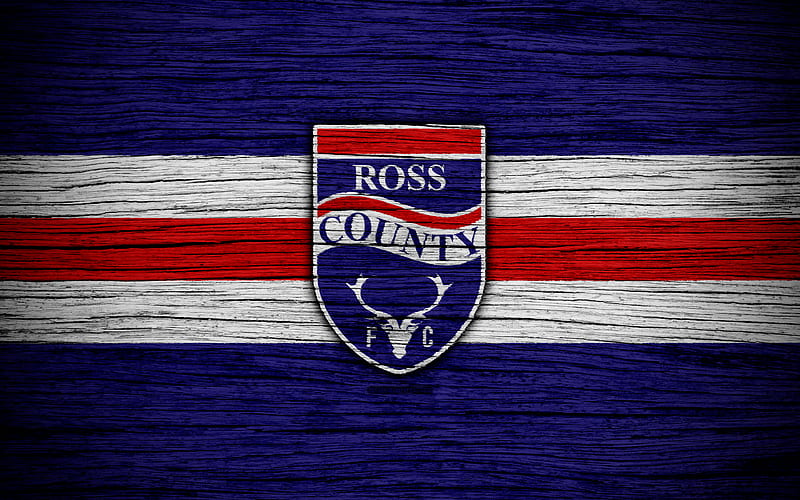 Ross County FC, logo, Scottish Premiership, soccer, football, Scotland, Ross County, wooden texture, Scottish Football Championship, FC Ross County, HD wallpaper