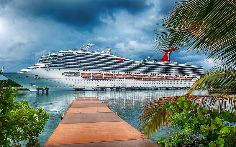 Carnival Glory, port, cruise ship, pier, HD wallpaper