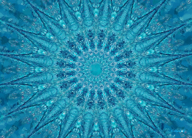 Glittering, art, glitter, by cehenot, abstract, snowflake, texture, painting, pictura, star, blue, HD wallpaper