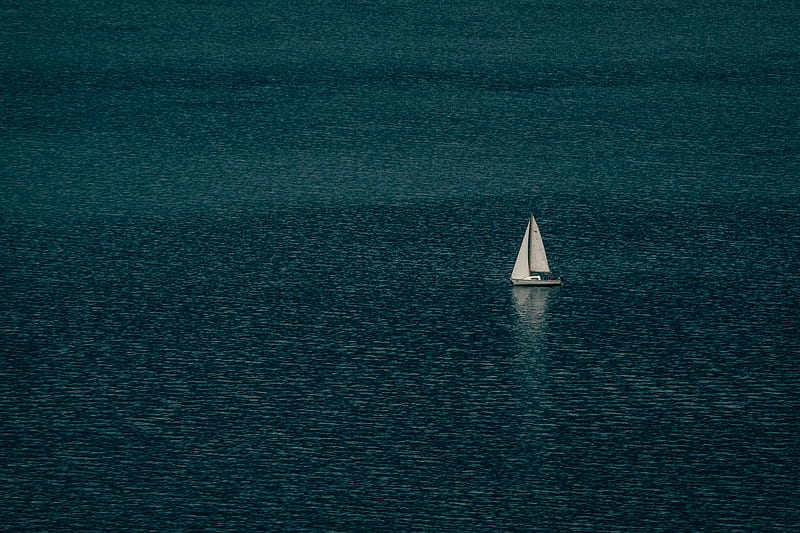 sailboat, sea, water, minimalism, HD wallpaper