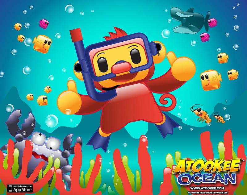 Monkey Snorkeling In the Ocean - Atookee from the game Atookee ocean, monkey swimming, humor, monkey funny, atookee ocean, video game, atookee, silly monkey, HD wallpaper