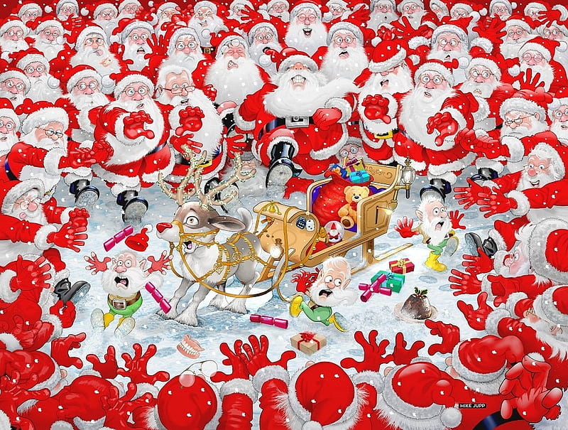 The Christmas Scramble, red, mike jupp, fantasy, santa, craciun ...