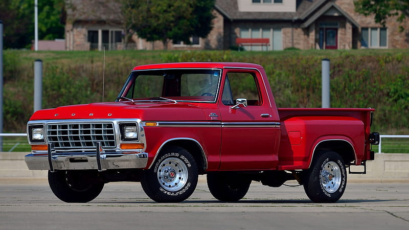 1979-Ford-F100-Pick-Up, Classic, Step Side, Red, Truck, HD wallpaper