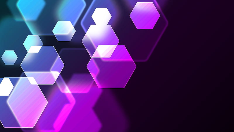 violet hexagon, shiny, geometry, Abstract, HD wallpaper