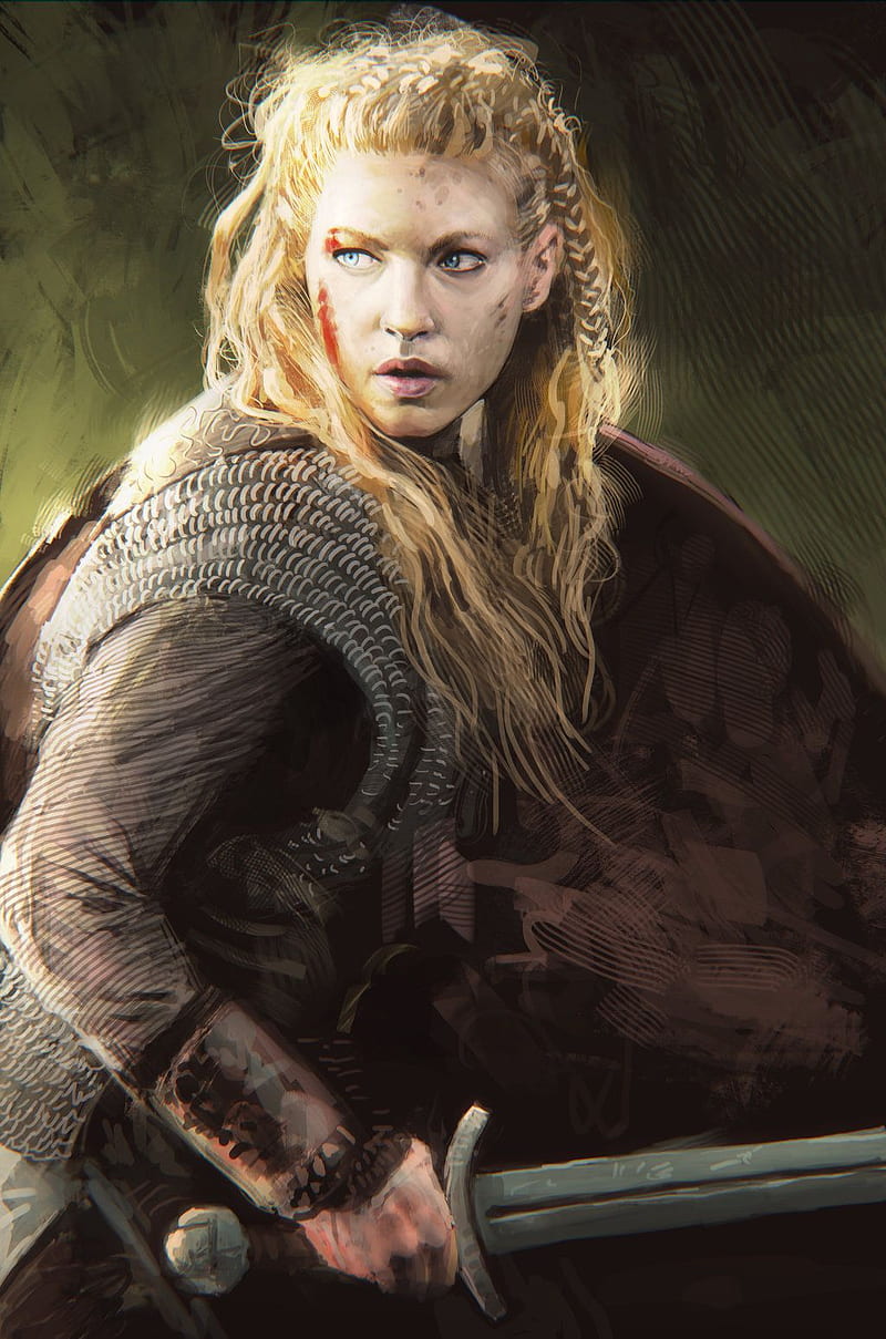 Vikings, warrior, Katheryn Winnick, Lagertha, face, women, HD phone wallpaper