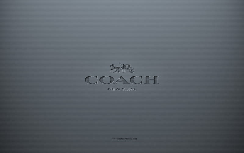 Coach logo, gray creative background, Coach emblem, gray paper texture, Coach, gray background, Coach 3d logo, HD wallpaper