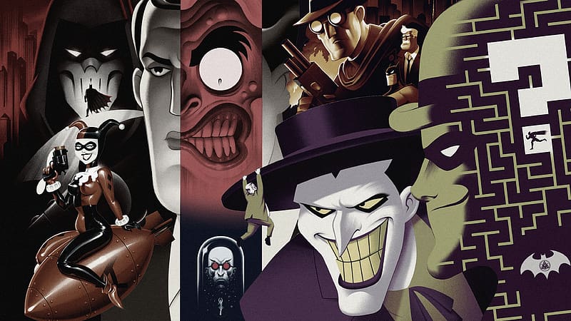 Batman, Joker, Tv Show, Harley Quinn, Two Face, Batman: The Animated Series,  HD wallpaper | Peakpx