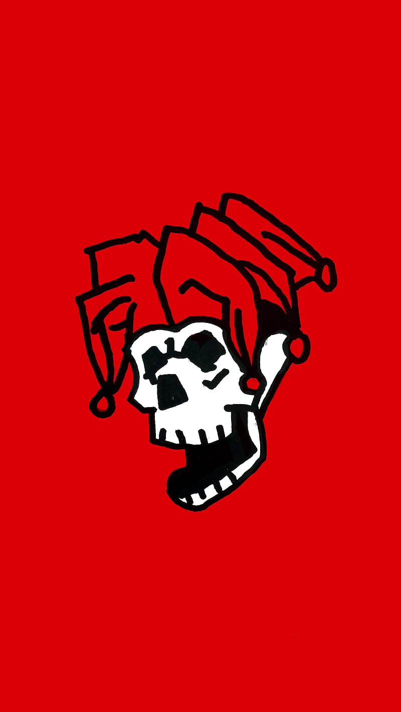 JOKER SKULL RED, JOKER, dead, drawing, junk, red, scary, skull, white, HD  phone wallpaper | Peakpx