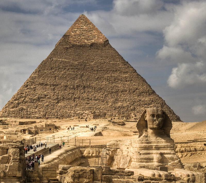 Egypt, pyramid, sphinx, HD wallpaper