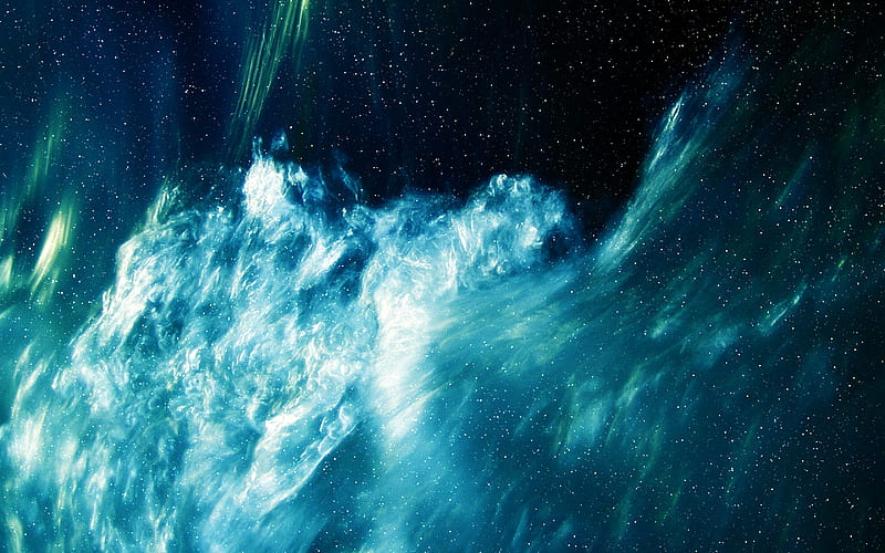 Flood Nebula, teal, abstract, 3d and cg, HD wallpaper