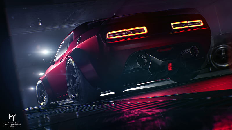 Red Dodge Challenger Rear , dodge-challenger, dodge, carros, behance, HD wallpaper