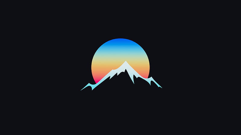 Mountain, moon, art, vector, minimalism, gradient, HD wallpaper | Peakpx